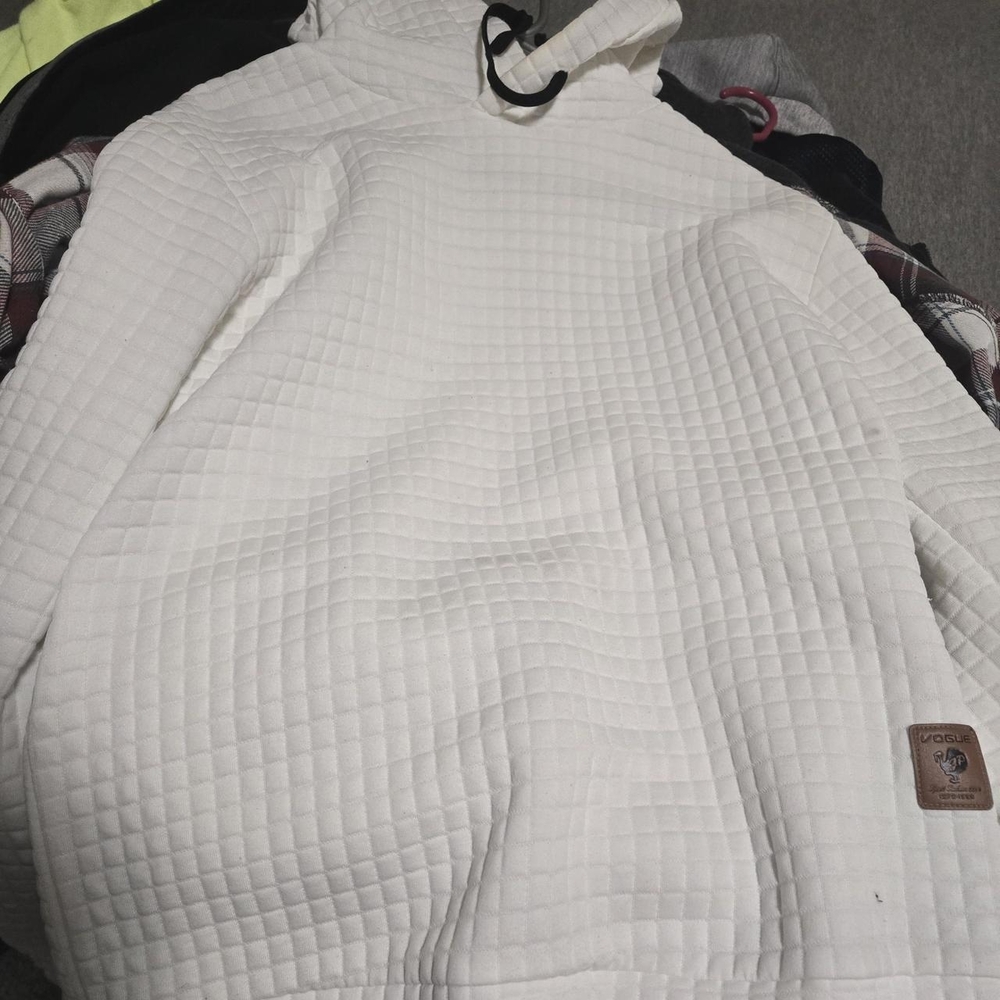 Vogue White Quilted Hoodie Cardigan